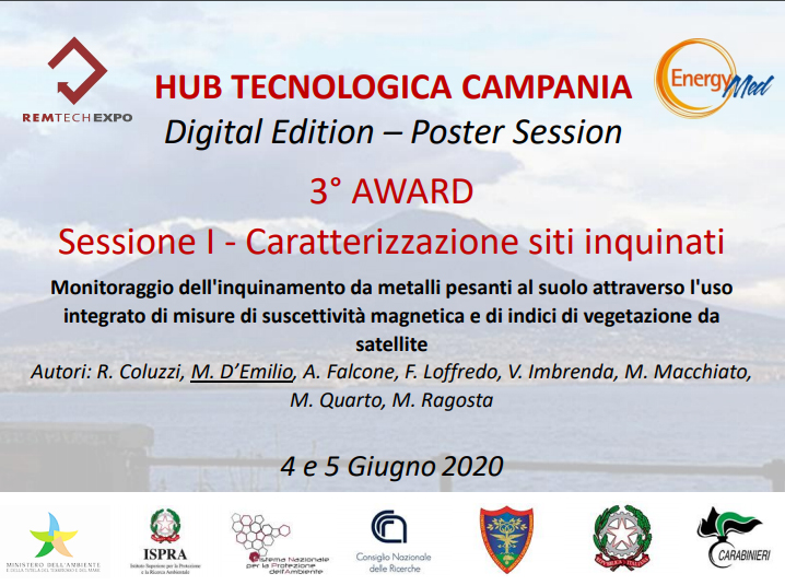 Poster dei Ricercatori IMAA premiato al terzo posto nella prima edizione della manifestazione HUB TECNOLOGICA CAMPANIA 