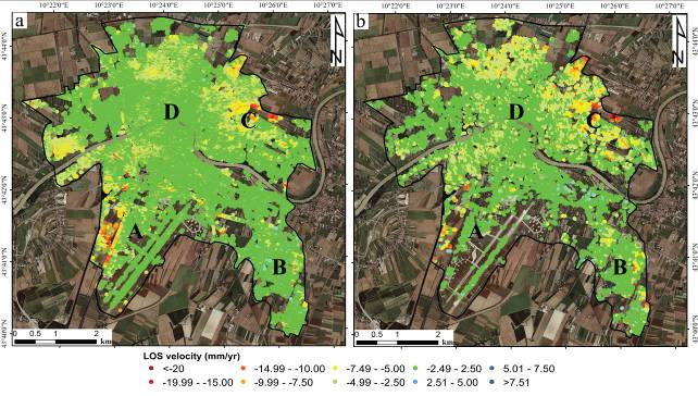 Utilizzo combinato di dati di telerilevamento SAR satellitare per il monitoraggio di fenomeni deformativi in aree urbane